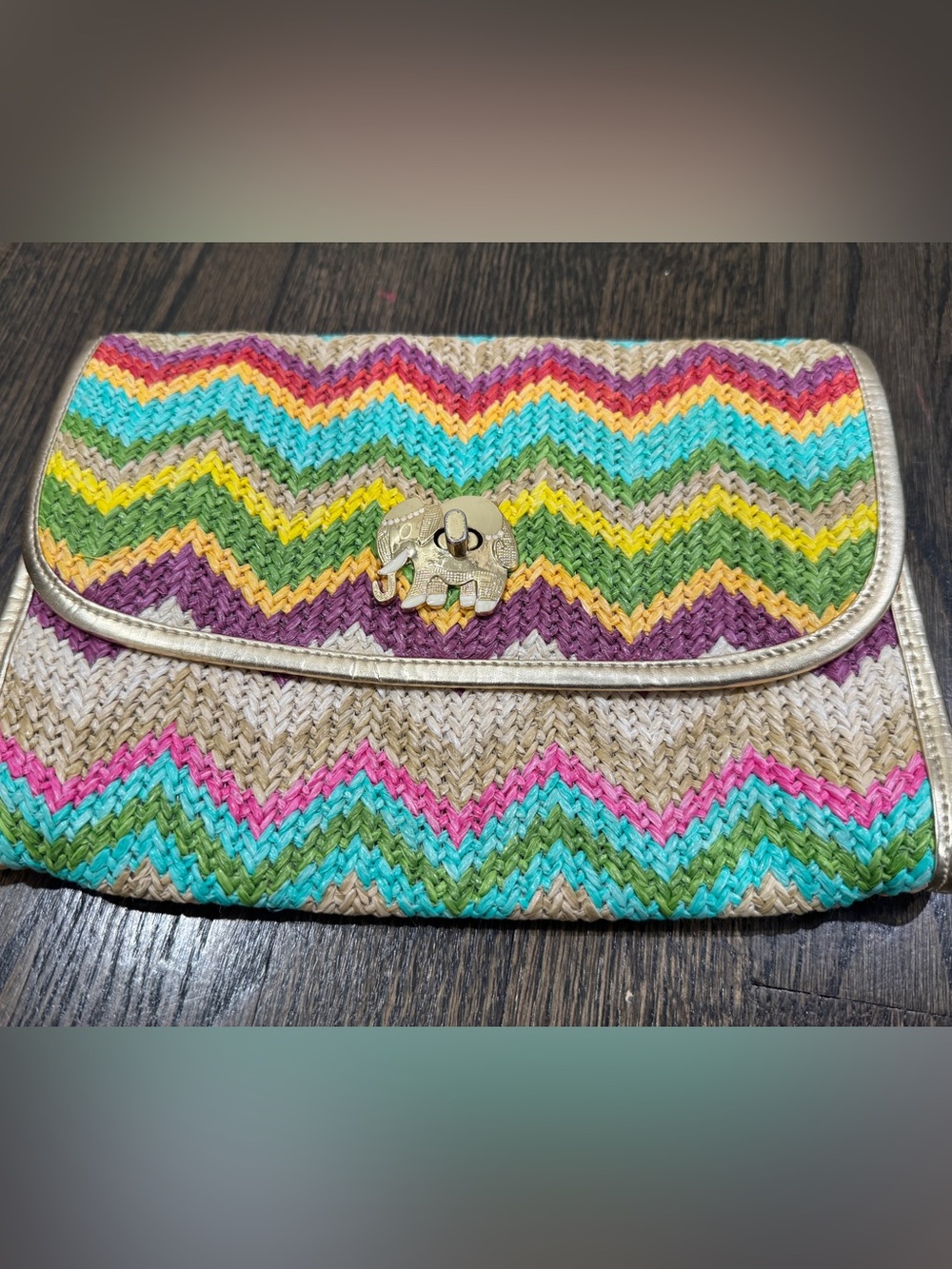 Lilly Pulitzer • Elephant Woven Raffia Straw Spring Fling Clutch - Picture 5 of 11